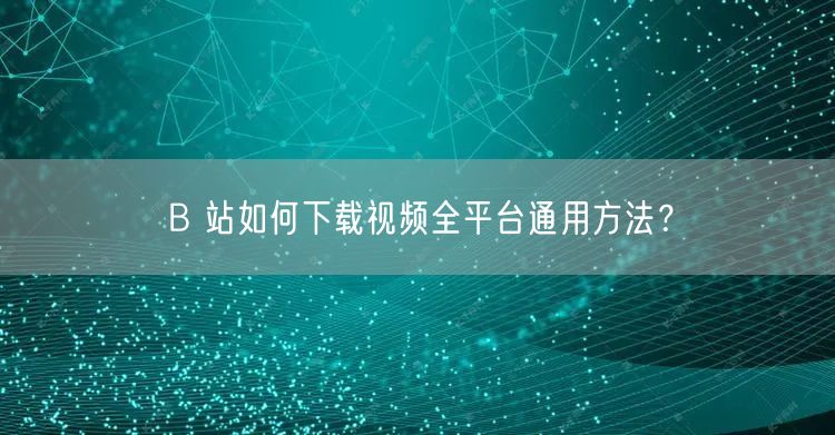 B 站如何下载视频全平台通用方法？