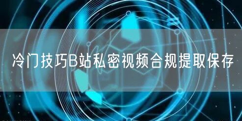 冷门技巧B站私密视频合规提取保存