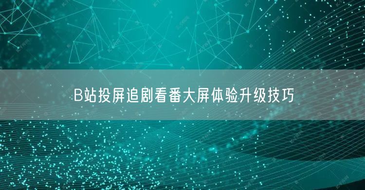B站投屏追剧看番大屏体验升级技巧